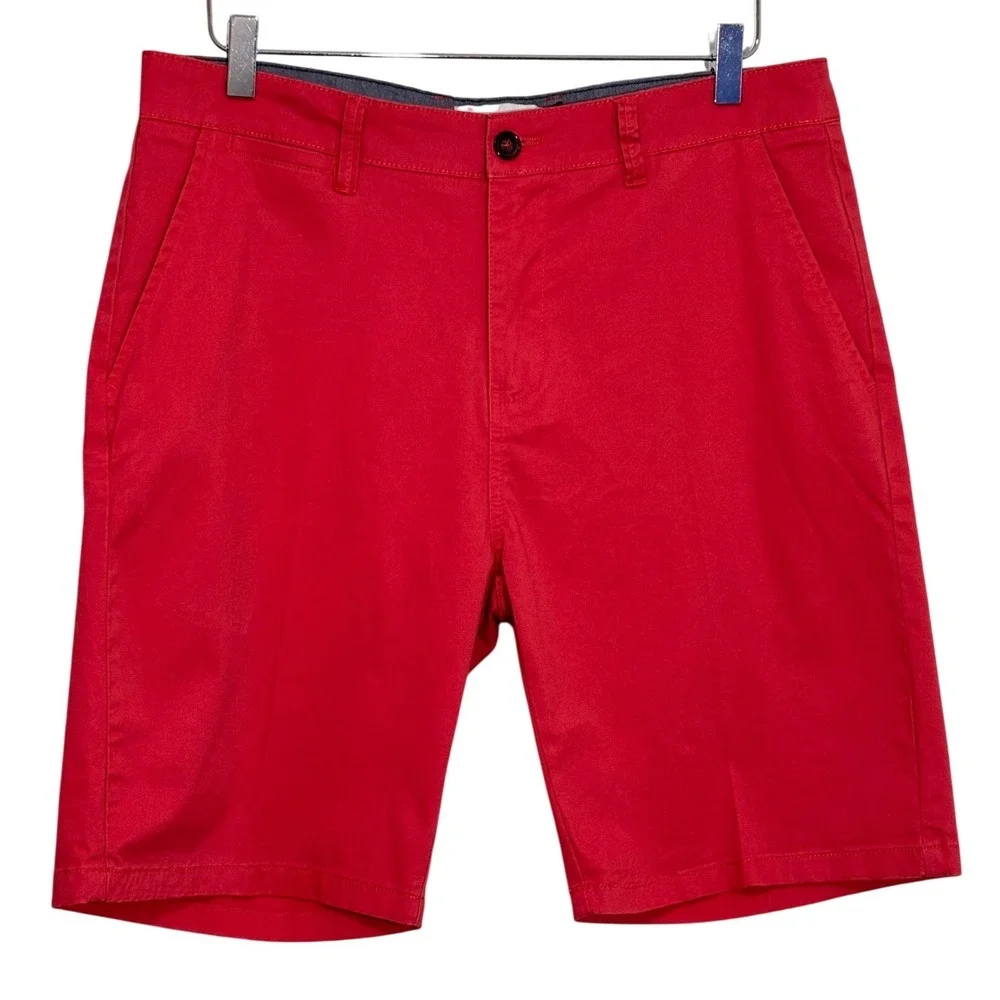Golfing‎ - Hudson & Barrow Red - Chino Shorts Size 34 Stretch Cotton Flat Front